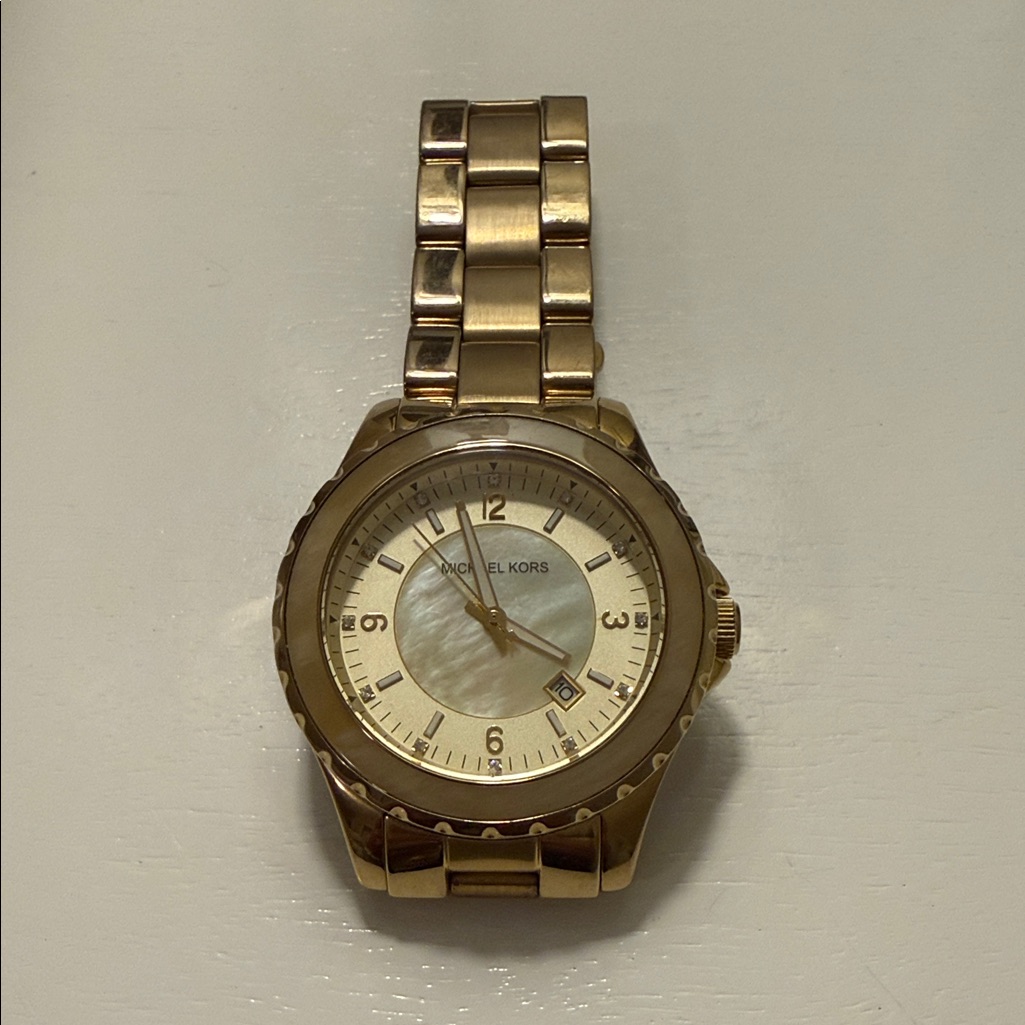 Michael Kors GoldTone Watch With Mother Of Pearl Dial